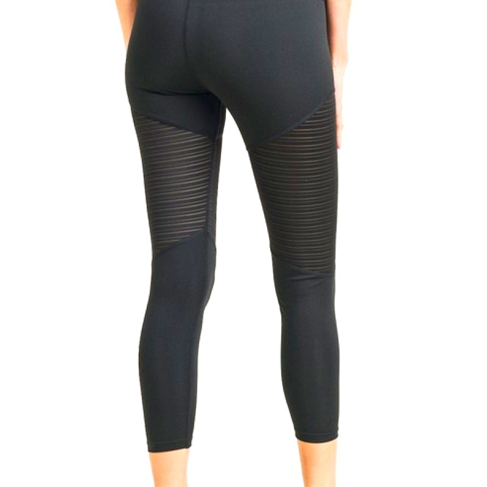 Stripe Mesh Cut Out Leggings